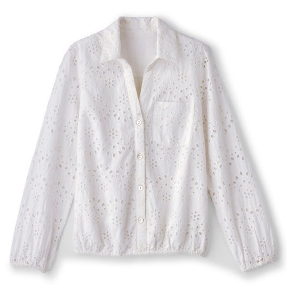 Soft Surroundings Jovana Eyelet Button-Down Shirt - Picture 3 of 15